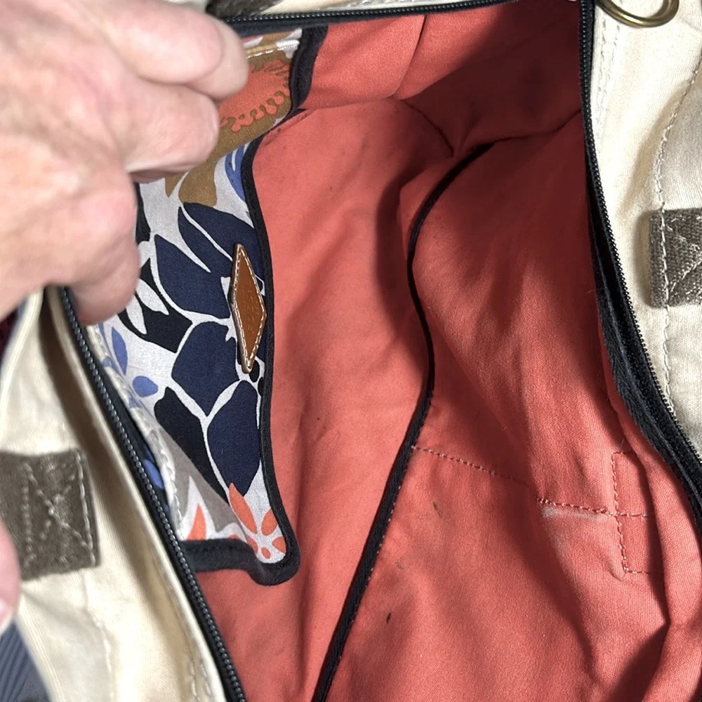 Fossil Canvas Shoulder Bag / Adjustable Strap - Picture 5 of 7